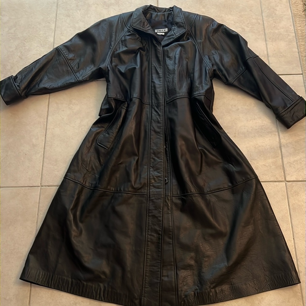 Tibet Cabretta Lambskin Leather Trench Coat made in the USA